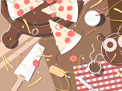 Delicious illustration pizza ui western