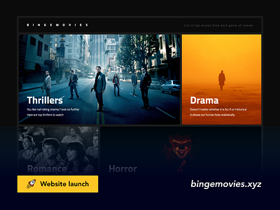 bingefilms.xyz - Movie collection database website design landing page launch movies web design website