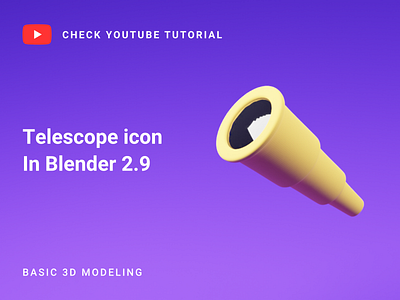 Telescope icon in blender 2.9 | 3D Modeling 3d blender tutorials 3d modeling blender blender 2.9 blender 3d blender tutorials modeling tutorials telescope 3d tutorial