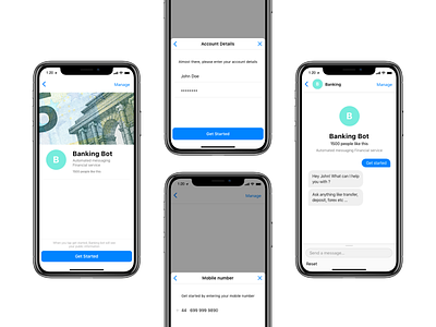 Banking Bot Design ai app design banking app chat bot design facebook bot product design ux ui