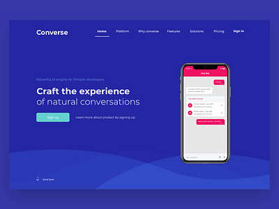 Conversational Ai Platform Landing Page ai chat bot conversational landing page product design ui visual design web design