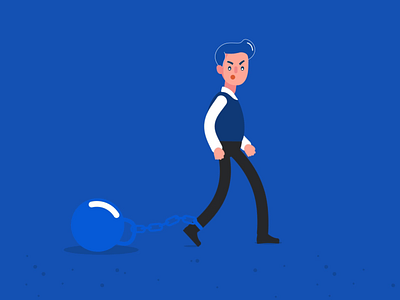 shackled man 2d 2d animation 2d character animation blue character man motion motion design shackled walk