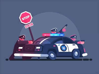 Police 2d animation blue car fire gun motion motion graphic police red