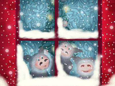 Winter Window book illustration cartoon cartoon character cartoon illustration character character design children book illustration children illustration illustration piggy winter
