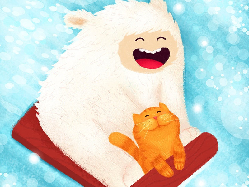 Forward! wacom tablet friendship friends adventure sled yeti winter cat illustration children illustration children book illustration character design character cartoon illustration cartoon character cartoon book illustration