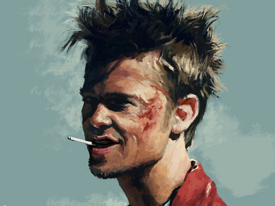 brad pitt digital illustration digital painting illustration painting portrait