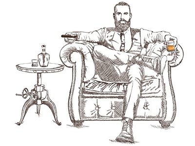 Men's cigar lounge drawing gentleman handdrawnlogo logo lounge vector vectorart whiskey