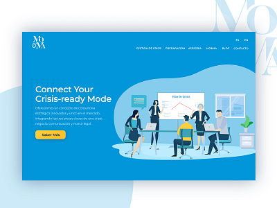 MO&MA | Crisis Management Consultants | Header Illustration branding business conference room crisis design illustration ui vector web