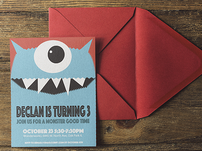 Birthday Invite graphic design invitation kids monster silly