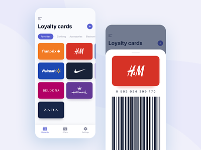 Loyalty cards app app appdesign debut design loyalty card mobile ui ux
