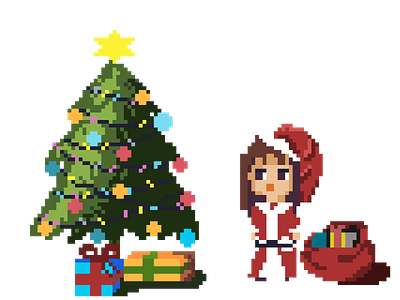 Panda X-mas 8bit 8bitart illustration web