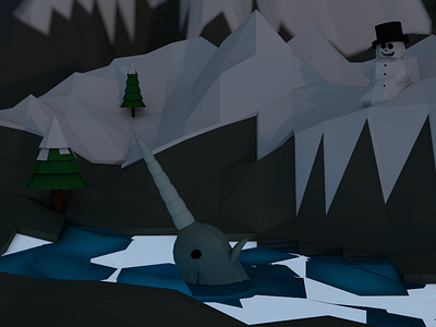 Mountain Scape c4d cinema 4d low poly lowpoly mountain mountains narwhal snow cap snowman trees