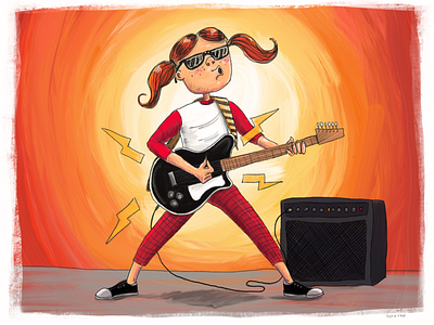 Girls Rock! girl guitar illustration rock roll