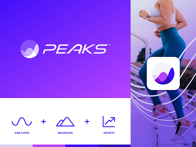 Peaks ai app brand design brand identity branding design health identity logo logo design machine learning mountain peaks performance sine sports tech