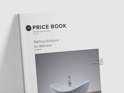 MTI Price Book Cover Concept bathtubs cover art luxury minimalism mockup modern mti baths premium publication design wip