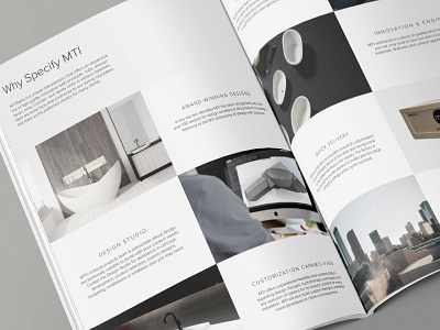 MTI Design Studio Brochure Spread bathtubs brochure layout luxury mockup modern mti baths publication design