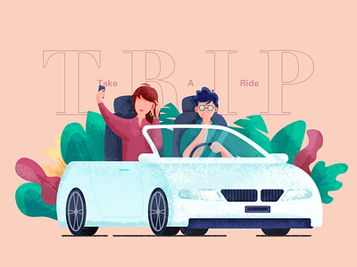 Take a ride car illustration travel ui web