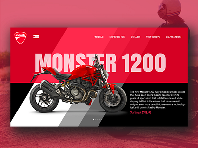 Ducati 1200 Landing Page app design ducati flat minimal ui ux web webdesign website