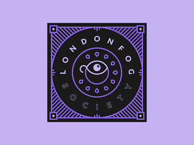 London Fog Society badge illustration typography