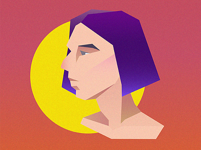Sunset ai digital girl illustration sun vector