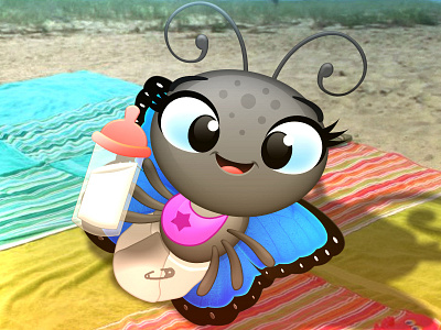 Butterfly - Baby bug butterfly cartoon character cute kids work in progress