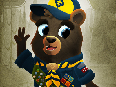 Scout's Honor bear boy scout character cub scout hand drawn illustration photoshop retro scout scouts honor texture vector