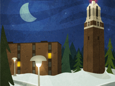 campus christmas christmas illustration retro vintage winter