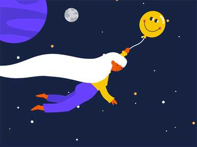 Journey through space animation balloon girl space