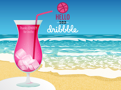 Hello Dribble 01 background beach cocktail hello dribble illustration ocean sea summer surf vacation vector wallpaper