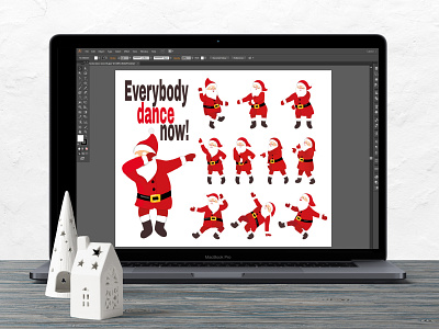 Dancing Santa making disco, dab, floss like a boss dance moves. cartoon character dab dance dancing disco festive floss like a boss funny illustration santa vector