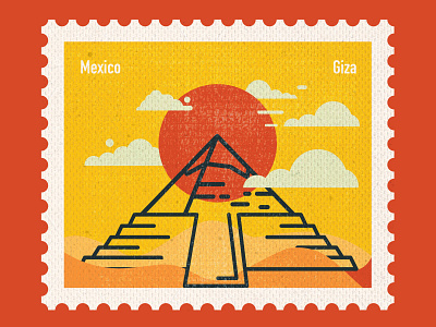Connecting Destinations - Mexico art countries design flat giza illustration mexico paper art post card postage stamp pyramids stamp stamp design vector