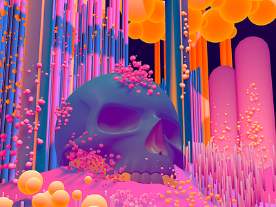 Sweet dreams 3d branding bubbles candy character death game heaven illustration poster rainbow skull soft trippy