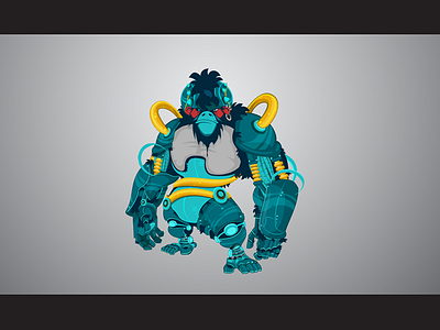 Cyborg Gorilla ape art concept illustration