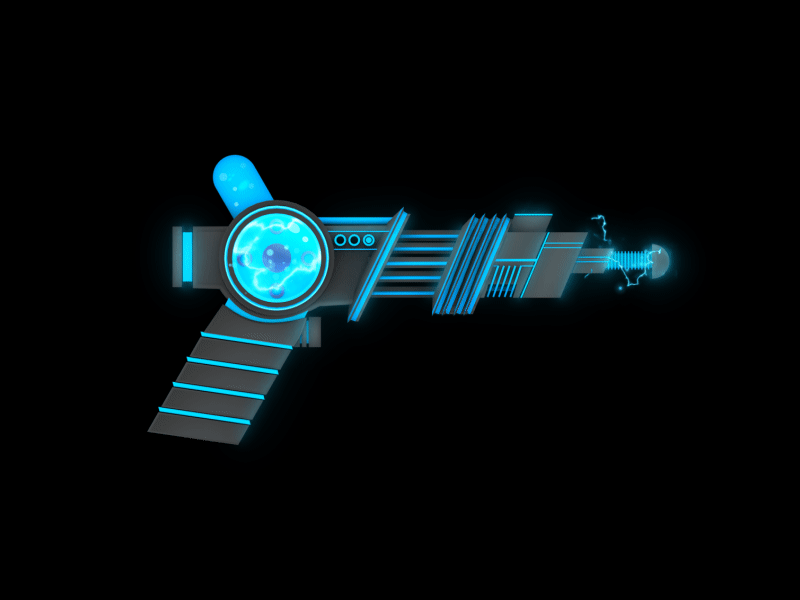 Raygun 3d aftereffects blue cinema energy futuristic game gun low poly ray vfx