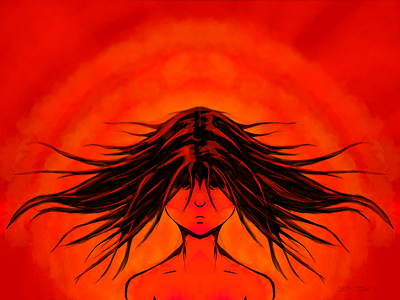 The Heat anger concept girl hair illustration ipad ipencil pro red sketch