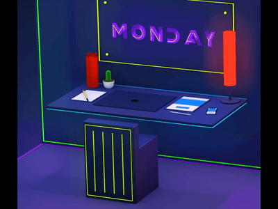What's your Monday cure! 3d aftereffects animation branding c4d game graphics illustration interior design lamp light logo monday motion neon typography ui ux