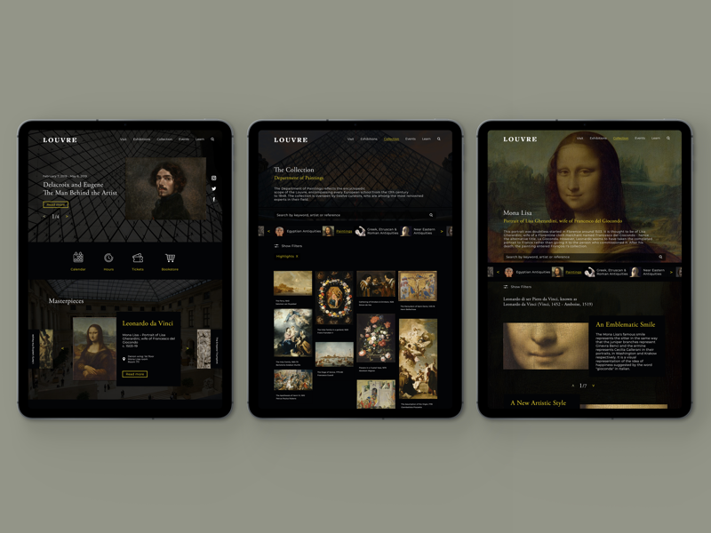 The Louvre website redesign art history earthy neutral visual design graphic design web design art