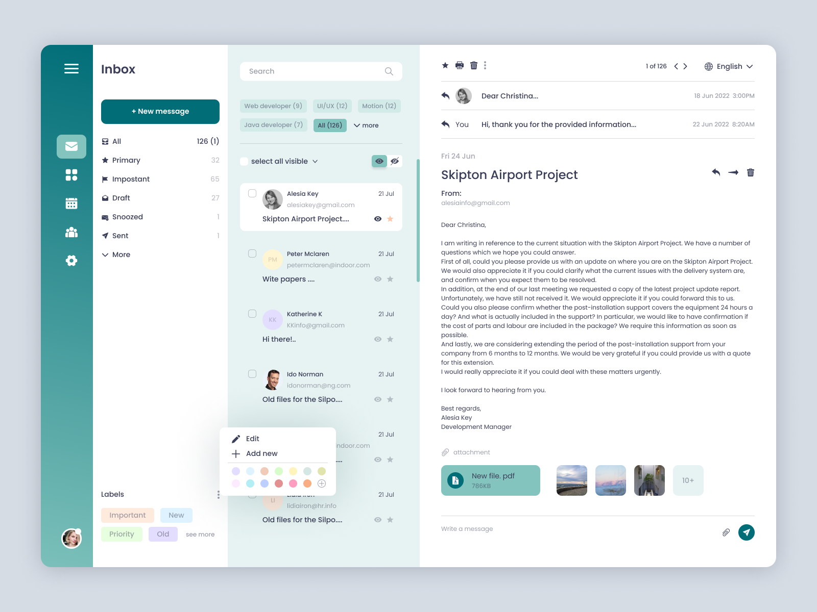 Email Client Dashboard by Olena Vietrova on Dribbble