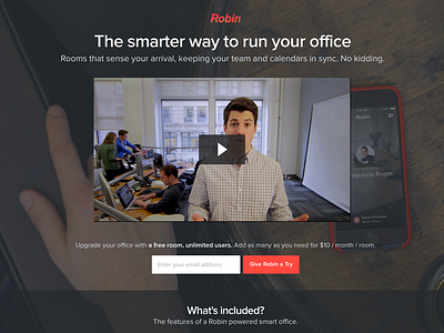 Smarter landing page beacon landing page list robin signup smart office video