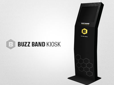 Buzzband Kiosk Rendering honeycomb kiosk product rfid