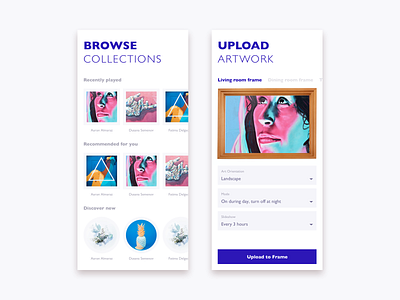 Digital Frame art art app artwork clean collections digital art frame gallery meural simple ui uiux unsplash upload white