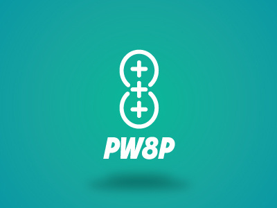 PW8P 8 brand eight fitness gradient logo plus stroke white