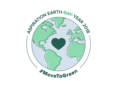 Move To Green Badge v1 badge earth green heart icon illustration lockup logo