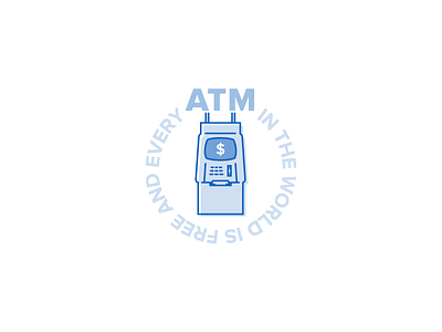 &ATM&ATM& atm blue circle icon illustration money simple stroke typogaphy vector