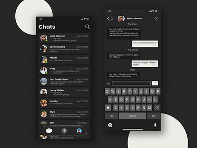 Messaging Application app application chat clean concept dark design figma flat interface ios iphone minimal mobile modern simple ui uidesign uiux visual design