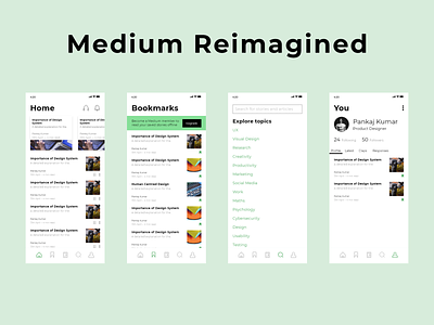Medium Reimagined app approach concept design light typography ui ux