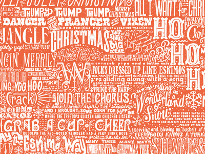 Carol wrapping paper pattern christmas drawn lettering pattern type