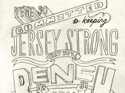 Jersey Strong mural in progress drawn lettering mural sketch type typography