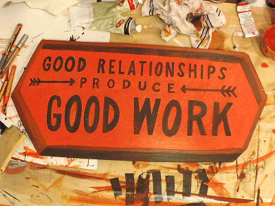 Good Work lettering painted sign spotco type