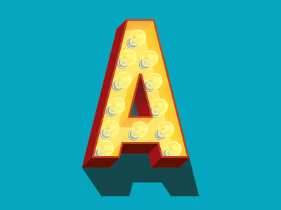 bulb A a bulbs capital digital letter lettering sign vector